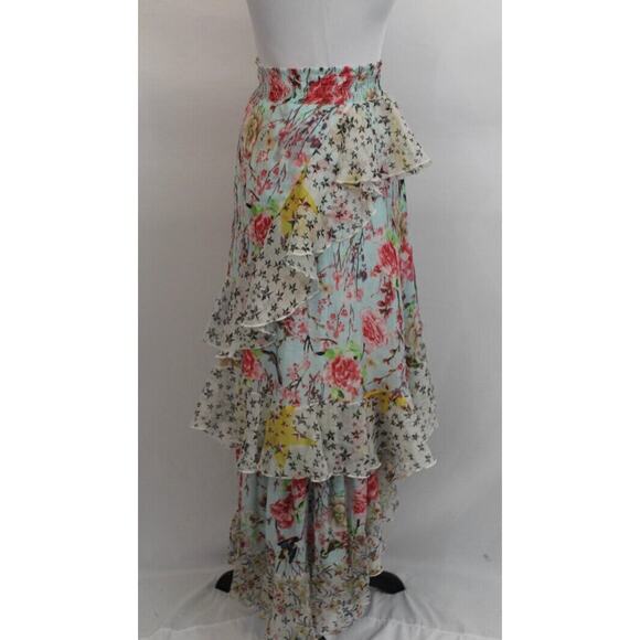 AMUSE Patricia Forgeal Sz S Small Ruffled Tiered Floral Zen Skirt - Picture 8 of 10